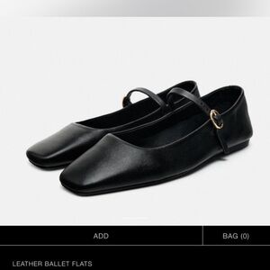 Zara black leather flats with buckle